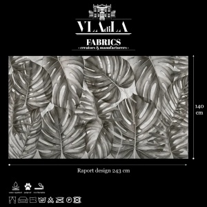 Grey Philodendron Текстилен материал - Img 2