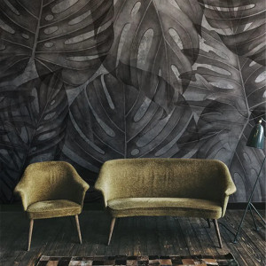 Grey Philodendron Papier Peint