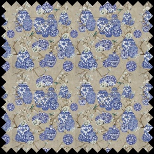Hydrangea and Ginger Tea Party Cream Fabric