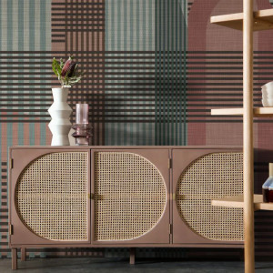 Papier peint Minimaliste Géométrique Taffy Pink Tartan – VLAdiLA