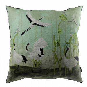 Red Crown Sanctuary in Sky blue Cushion