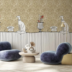 Sur la Table Gold Wallpaper