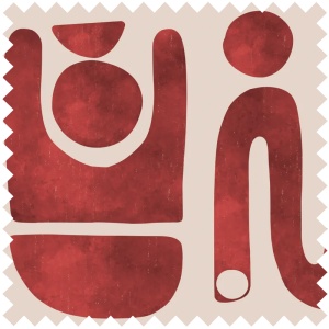 Tribal Tide Watercolor Red Fabric