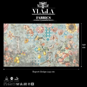 Ceramic Flowers (Blue) Текстилен материал - Img 2