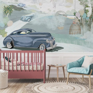 Retro cars (blue) Papier Peint