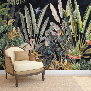 Tapet Wonderland Jungle in Black