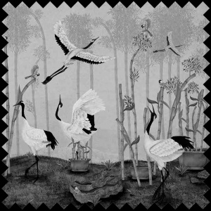 Tissu Red Crown Sanctuary in Monochrome