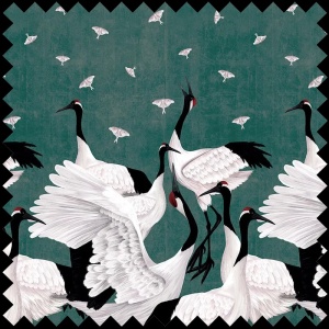 Grus Japonesis in Green Fabric