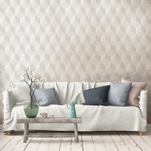 Papier peint Minimaliste Géométrique Soft Gray Cube – VLAdiLA