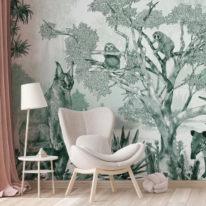 Sleepy Meadow in Green Wallpaper