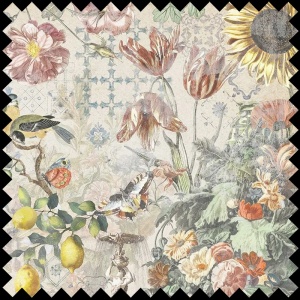 Tissu Ceramic Flowers (Cream)