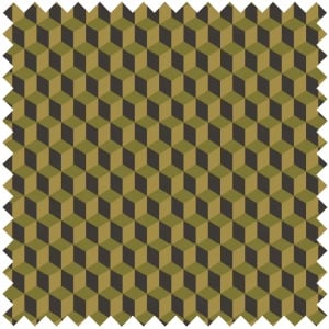 Black and Yellow Cube Fabric