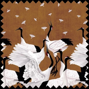 Material Textil Grus Japonesis in Ochre