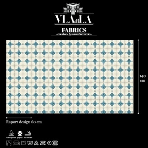 Vintage Blue Tiles Текстилен материал - Img 2