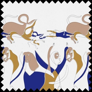 Antropomorphic Mustard Fabric