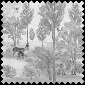 Foggy forest faun in grey Fabric