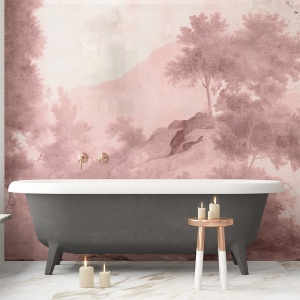 Papier peint panoramique Baroque Floral Celestial Breath rose – VLAdiLA