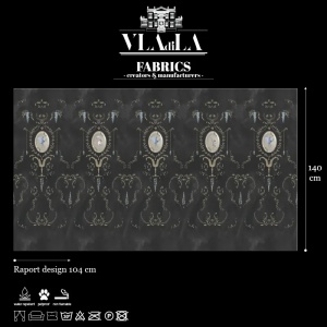 Royal Animals Black Tkanina - Img 2