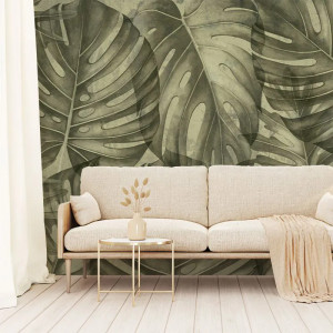 Sepia philodendron Papier Peint