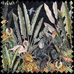Tissu Wonderland Jungle in Black