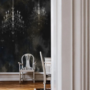 Chandelier Silver Behang