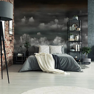 Foggy Landscape Nightview Papel pintado