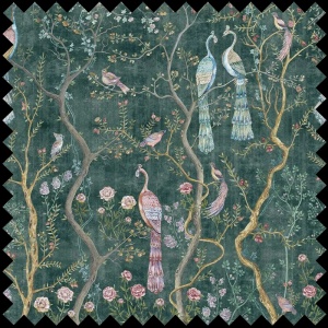 Material Textil Peacock Chinoiserie in Emerald