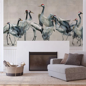 Papier peint Floral Noble Dance Of Cranes – VLAdiLA