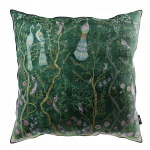 Peacock Chinoiserie emerald Cushion