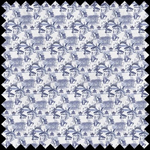 Chinese toile (blue) Fabric