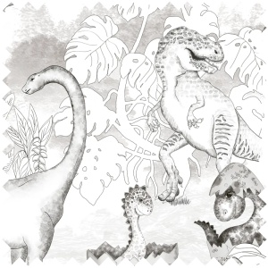 David's Dino In Grey Fabric