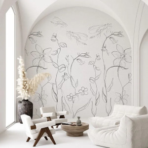 Intaglio Field White Paper Papel pintado