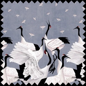 Material Textil Grus Japonesis in Blue