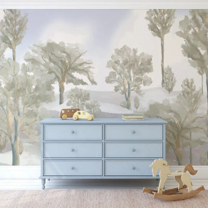 Papier peint Tropical Minimaliste Foggy forest (light) – VLAdiLA