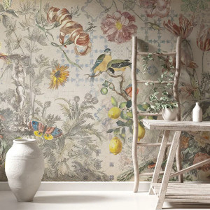 Tapet Ceramic Flowers (Cream)