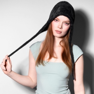 Kangol, Caciula cu urechi faux fur knot, Negru 4