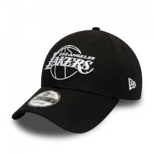 New Era, Sapca ajustabila cu logo brodat Los Angeles Lakers, Negru mat