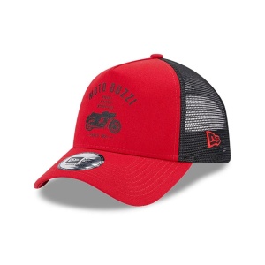 New Era, Sapca de bumbac cu logo cu segmente de plasa Moto Guzzi, Negru/Rosu