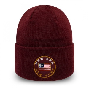 New Era, caciula elastica Flagged Stone, Rosu bordo mat