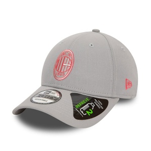 New Era, Sapca ajustabila cu logo brodat AC Milan, Gri antracit mat