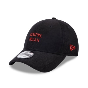 New Era, Sapca ajustabila cu logo brodat AC Milan, Negru mat