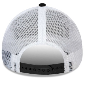 New Era, Sapca de bumbac cu logo cu segmente de plasa Queens, Negru/Alb 2