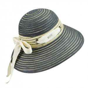 Betmar, Palarie dama jasmine braided wide brim bleumarin