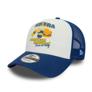 New Era, Sapca de bumbac cu logo cu segmente de plasa Food Burger, Albastru