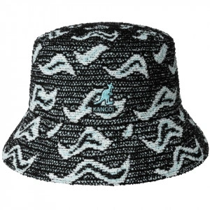 Palarie Kangol Wave Camo Bucket, Negru