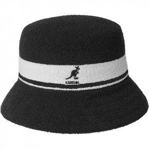 Kangol-palarie-bermuda-stripe-bucket-negru