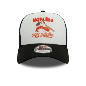 New Era, Sapca de bumbac cu logo cu segmente de plasa Food Sushi, Negru 2