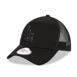 New Era, Sapca de bumbac cu logo cu segmente de plasa LA dodgers, Negru mat