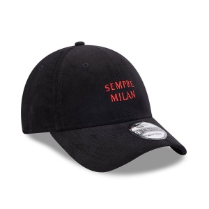 New Era, Sapca ajustabila cu logo brodat AC Milan, Negru mat 3