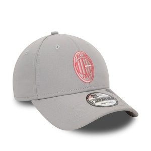 New Era, Sapca ajustabila cu logo brodat AC Milan, Gri antracit mat 3